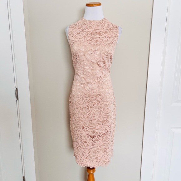 VINCE CAMUTO Ballet Pink Lace Dress Size 12 - Picture 2 of 6